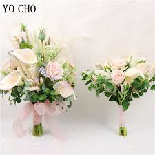 Lily rose wedding bouquet on alibaba.com when making attractive decorations that last a long time. Yo Cho Pink Rose Calla Lily Flower Bouquet Handmade Bride Wedding Bouquet Flower Home Party Decor Newest Design Wedding Supplies Wedding Bouquets Aliexpress