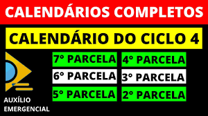 Confira o ministério da cidadania divulgou um novo calendário de pagamentos da quarta parcela do auxílio emergencial 2021 para os trabalhadores que não têm bolsa família. Auxilio Emergencial Calendario Do Ciclo 4 7 Parcela 6 Parcela 5 4 3 2 Parcelas Youtube