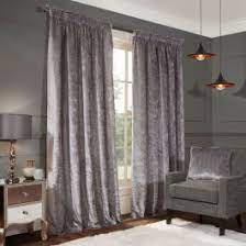 Allure Silver Crushed Velvet Pencil Pleat Curtains Pleated Curtains Opulent Bedroom Living Room Designs
