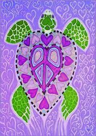 Purple Heart Turtle By Nick Gustafson Peace Sign Art Peace Art Turtle Art