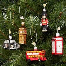 Bombki Tourism Little London Glass Hanging Decorations Set Of 5 Kerstdecor Londen