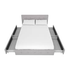 The weight capacity for sizes full, queen and king is 1100 lbs. Dhp Rose Upholstered Bed With Storage Queen Gray 4155439 Rona