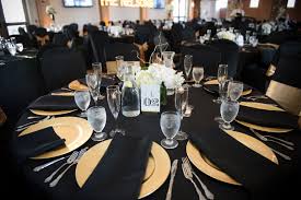 Black And Gold Table Covers Pin By Nichole Coffey On Fiesta Black Gold Wedding Gold Table Setting Gold Wedding Reception