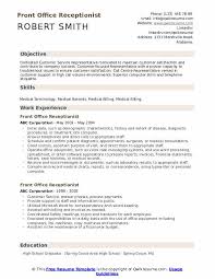 Front Office Receptionist Resume Samples Qwikresume