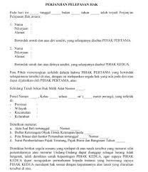 Jakarta utara, 30 januari 1977 alamat : Contoh Surat Perjanjian Pelepasan Hak Yang Resmi Baik Dan Benar Format Word Tanggal Surat