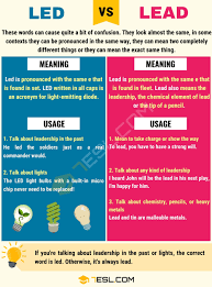 Led Vs Lead How To Use Lead Vs Led Correctly 7 E S L In 2020 English Vocabulary Words English Phrases Confusing Words
