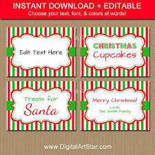 All labels, also the blank ones, say santa's christmas candy and only for the good. Printable Christmas Place Cards And Candy Buffet Labels Red And Green Stripes Christmas Food Labels Candy Buffet Labels Christmas Candy Buffet