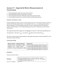 Convert millimeters to inches easily using a free mm to inches converter tool. Lesson 17 Imperial Metric Measurements Conversions Doc