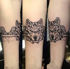 Geometric Wolf Arm Band Tattoo Geometric Wolf Tattoo Wolf Tattoos Geometric Wolf