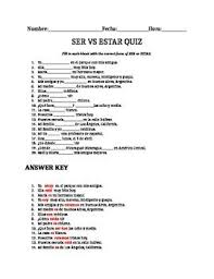 Ser Vs Estar Quiz Spanish 1 With Answer Key Basic Spanish Words Spanish Exercises Quiz With Answers