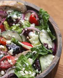 The onions and romaine lettuce update this traditional spinach salad. Eat Healthy With This Delicious Mediterranean Salad Mediterranean Salad Recipe Mediterranean Diet Recipes Mediterranean Recipes