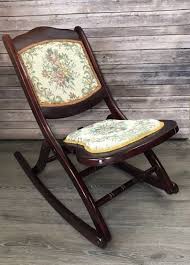 antique victorian wood tapestry folding rocking chair floral mahogany rocker antiquessearcher com folding rocking chair rocking chair chair