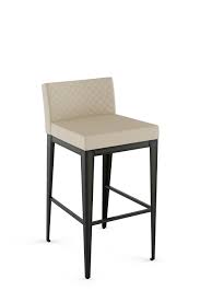 The round base echoes the round white leather upholstered seat. Amisco Ethan Modern Quilted Upholstered Low Back Stool Ships Free
