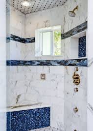 Find accent tiles at wayfair. Marble With Blue Accent Tile Brass Fixtures One Gorgeous Shower Situation Residential Interior Design Interior Design Classes Master Bathroom Renovation