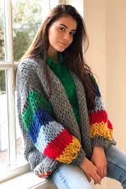 Shop with free shipping on a variety of styles including embroidered, ribbed and boxy chunky knits. Chunky Knit Cardigan Over The Rainbow Multi
