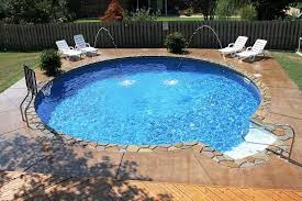 Inground small backyard pool designs. Beautiful Small Round Inground Swimming Pool Designs With Basketball Ring Backyardideasonabudget Backyard Pool Designs Pool Patio Decks Backyard