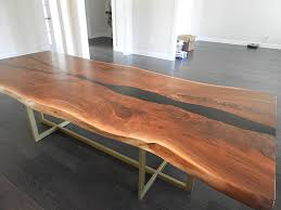 The table stands are made from beech tree wood. Buy A Live Edge River Dining Table Online 8 500 Black Epoxy