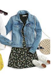 loft ready for anything dresses denim jacket with dress hijabi outfits casual floral dress outfits