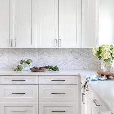 Although this look is commonly. Glossy White Herringbone Backsplash Tiles Design Ideas