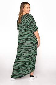 Plus Size Limited Collection Green Zebra Print Maxi Dress Yours Clothing