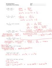 Trig Identities Answer Key Precalculus Honors Trig Identities Extra Problems 8 Sin X Cos X 1 Csc X Sec X 9 1 1 1 2 Sec X Csc2 X 10 1 Csc 2 S Csc Course Hero
