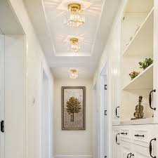 Clear Crystal Mini Semi Flush Mount Lighting Single Light Modern Style Ceiling Light Fixture For Hallway Susuohome Com