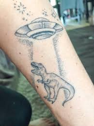 Flash art of amund dietzel show is up on tattoohistorian.com. Alien Abduction Circa Prehistoric Times Done At White Whale Tattoo In Cincinnati Ohio Tattoo