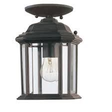 Sea Gull Lighting Kent 1 Light Outdoor Black Semi Flushmount Convertible Pendant 60029 12 The Home Depot Outdoor Light Fixtures Outdoor Ceiling Lights Sea Gull Lighting