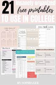 21 Best Free College Printables Every Student Should Know About By Sophia Lee School Organization College College Planner Printables College Printables