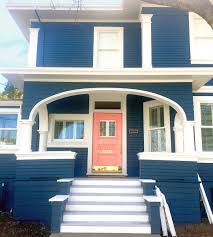 Don T You Love When People Take Risks With Color Because It Suits Their Personality I M Driving T House Exterior Blue House Doors Colors White Exterior Houses
