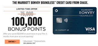 That bonus is worth much more than the card's $95 annual fee. Expired Chase Marriott Bonvoy Boundless 100 000 Point Offer Returns Lower Minimum Spend Doctor Of Credit