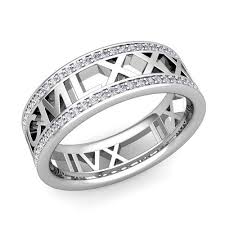 Custom My Love Roman Numeral Eternity Wedding Ring Custom Mens Wedding Bands Blue Diamond Wedding Ring Wedding Rings