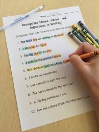 Parts Of Speech Activity Color Coding Nouns Verbs And Adjectives In A Sentence Nouns And Adjectives Nouns Verbs Adjectives Teaching Nouns