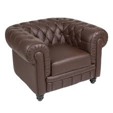 Micro déchirure sur l'assise (voir photo). Fauteuil En Simili Cuir Marron Chocolat Matelasse De Type Chesterfield
