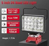7200LM LED Work Light Compatible with Milwaukee 18V Battery ...