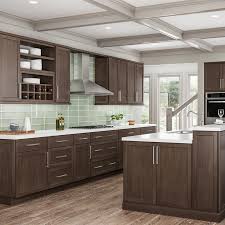 Hampton Bay Shaker Assembled 36x34 5x24 In Sink Base Kitchen Cabinet In Brindle Ksb36 Bdl The Brown Kitchen Cabinets Brown Kitchens Stained Kitchen Cabinets