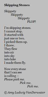 Skipping Stones A Playful Poem About A Playful Pastime Note Repetition Interesting Line Breaks From Amy Ludw Poetry Lessons Poetry For Kids Kids Poems