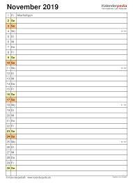 Kalendar ini terdiri daripada dua jenis iaitu dalam bentuk pdf (document) dan jpeg (gambar) yang mana merangkumi cuti sekolah dan cuti umum. Kalender November 2019 Als Excel Vorlagen