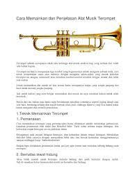 Musik instrumen alat musik jazz kuningan musikal pemusik band tanduk terompet. Cara Memainkan Dan Penjelasan Alat Musik Terompet