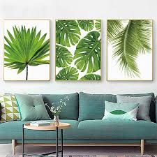 Canvas Painting Ideas For Living Room Canvas Painting Tropical Leaf Wall Art Living Room Leaf Wall Art Tropical Home Decor