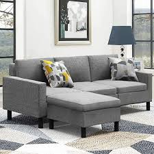 Unlike the normal leather sofa, this sofa will give you different user. Dark Grey Pretzi Convertible Sectional Small Sofa With Reversible Chaise Living Room Indoor Sleeper With Ottoman Set For Small Space L Shape 3 Seater Sofa Couch With Modern Linen Fabric Home Kitchen Radom