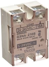 The solid state relays used to control large resistance heaters with temperature controllers, up to 100 amps, control ac lines to 660 vac. Omron G3na 210b Dc5 24 Solid State Relay Zero Cross Function Yellow Indicator Phototriac Coupler Isolation 10 A Rated Load Current 24 To 240 Vac Rated Load Voltage 5 To 24 Vdc Input Voltage Electronic