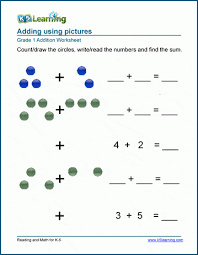 In that kids can learn about addition, subtraction, missing numbers, pattern, geometry and counting activity. 1st Grade Math Worksheet Addition With Pictures Or Objects K5 Learning