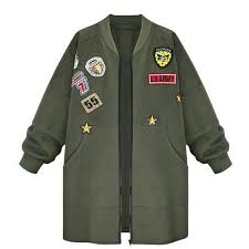 Army Green Patch Embroidery Jacket 9 755 Huf Liked On Polyvore Featuring Outerwear Jackets Top Autumn Jacket Women Embroidery Jackets Bomber Jacket Women