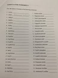 To become familiar with the rules name: Solved Nomenclature Worksheet 3 Give The Names Or Formula Chegg Com
