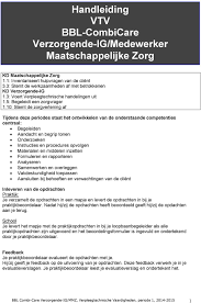 Handleiding Vtv Bbl Combicare Verzorgende Ig Medewerker Maatschappelijke Zorg Pdf Free Download