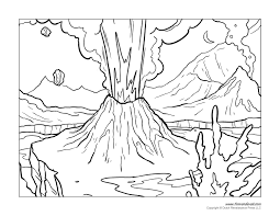 Free Volcano Coloring Pages Jpg 1500 1159 Coloring Pages Volcano Drawing Coloring Books