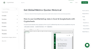 Please note that all results are cached for 120 seconds. How To Pull Get Global Metrics Quotes Historical Data From Coinmarketcap Into Excel And Google Sheets Cryptosheets