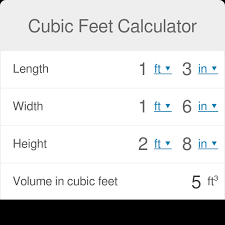 Cubic Feet Calculator Cubic Feet From Inches And Other