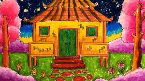 Rumah adat di indonesia dinding rumah bolon dihiasi dengan ornamen khas simalungun yang berwarna merah, putih, dan hitam. 25 Cara Menggambar Rumah Adat Joglo Yang Mudah Terbaik Koleksi Gambar Pemandangan